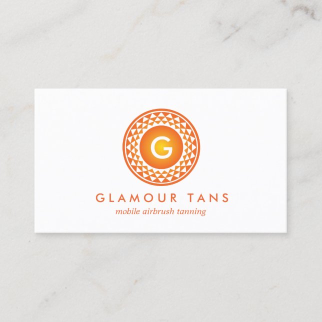 MODERNES ORANGE SUN-LOGO-MONOGRAMM FÜR SALON VISITENKARTE (Vorderseite)