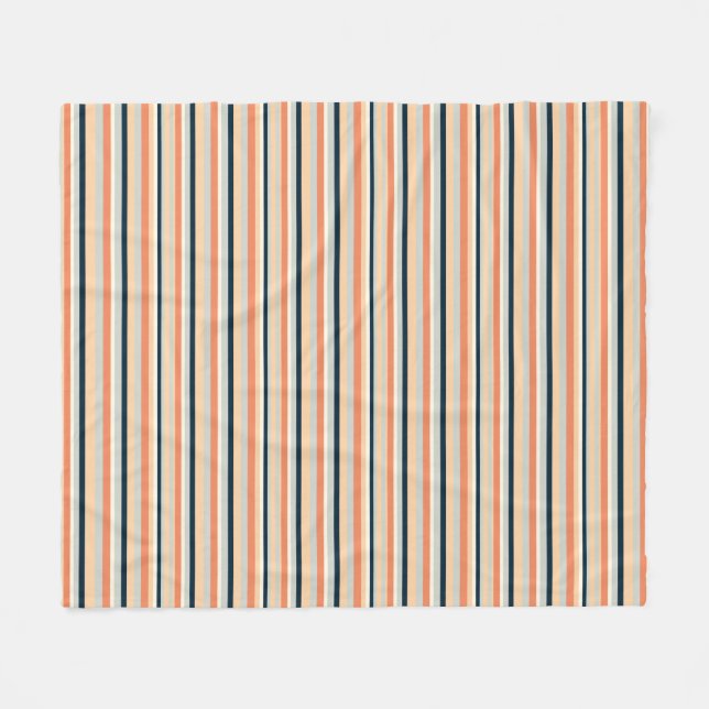 Modernes Orange- und Navy-Vertikal-Streifen Gemust Fleecedecke (Vorderseite (Horizontal))