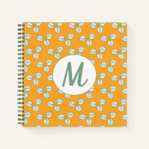 Modernes Orange- und Weißleaf-Muster Notizbuch