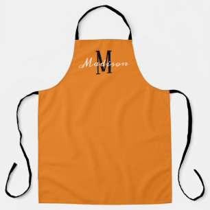 Modernes Orange White Script Monogram Personalisie Schürze