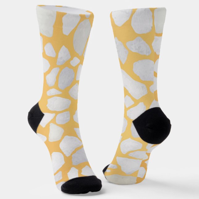 Modernes Orange White Terrazzo Muster Socken (Gewinkelt)