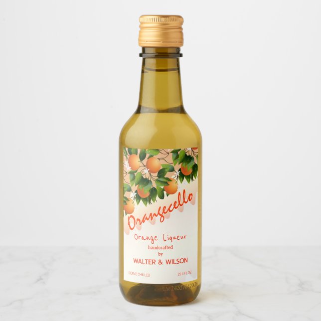 Modernes Orangecello Orange Weinetikett (Vorderseite)