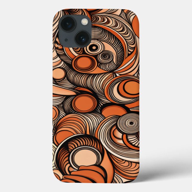 Modernes, orangefarbenes Abstraktes Muster Case-Mate iPhone Hülle (Rückseite)