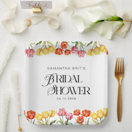 Modernes orangefarbenes Brautparty Pappteller