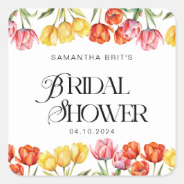 Modernes orangefarbenes Brautparty Quadratischer Aufkleber