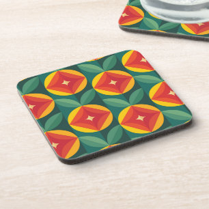 Modernes, orangefarbenes Muster aus dem Mittelalte Getränkeuntersetzer