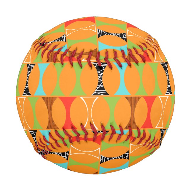 Modernes Orangefarbenes Muster Baseball Mitte des  (Vorderseite)