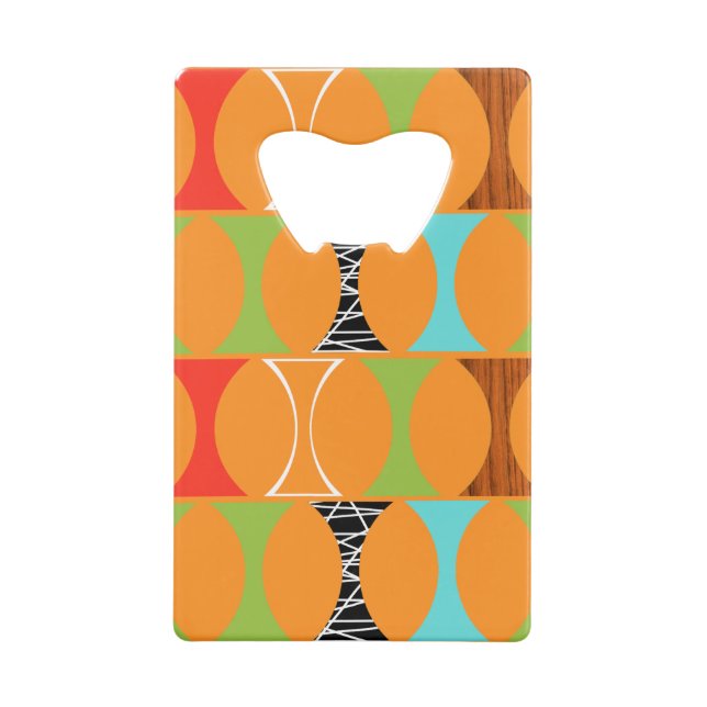 Modernes Orangefarbenes Muster Flaschenöffner Mitt (Rückseite)