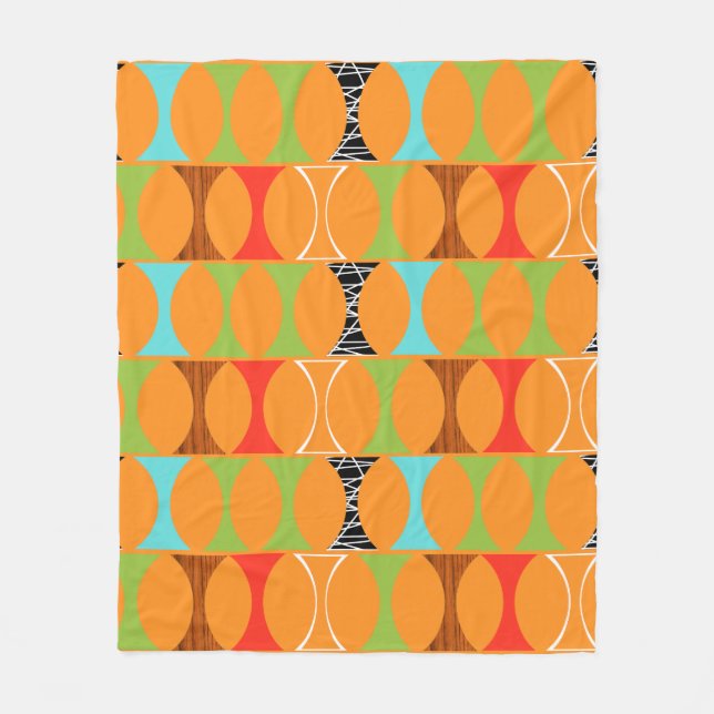 Modernes Orangefarbenes Muster Fleece Blanket aus  (Vorderseite)