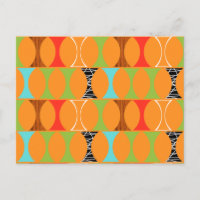 Modernes Orangefarbenes Muster Postkarte Mitte Jah
