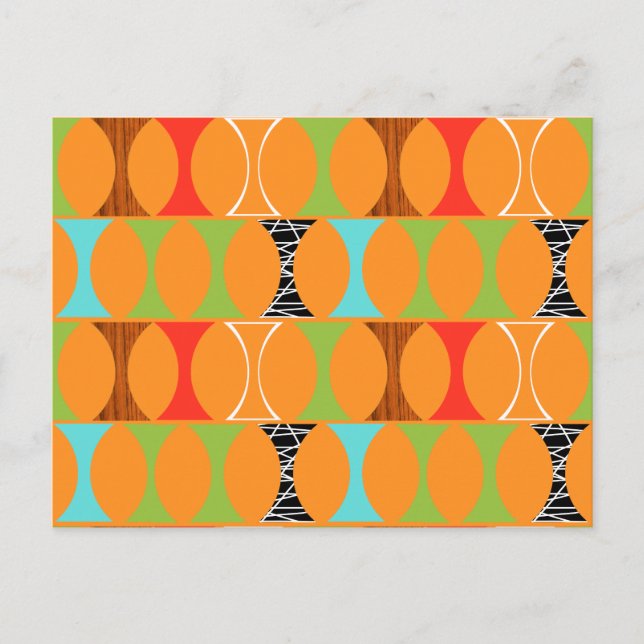 Modernes Orangefarbenes Muster Postkarte Mitte Jah (Vorderseite)
