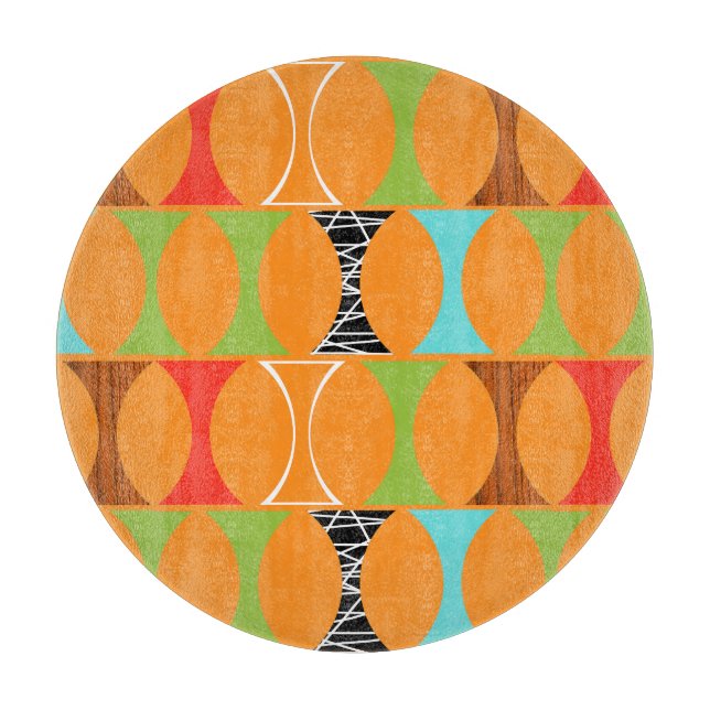 Modernes Orangefarbenes Schnittmuster aus dem Mitt Schneidebrett (Vorderseite)