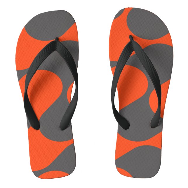 Modernes, orangefarbenes und grau Abstraktes geome Flip Flops (Fußbett)
