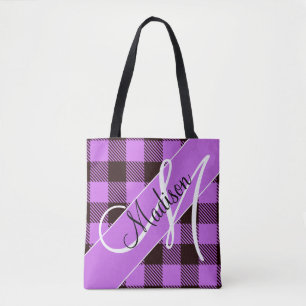 Modernes Orchid Black Kariert Tartan   Name hinzuf