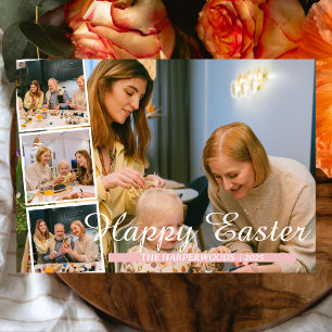 Modernes Ostern, familiäre Vierer-Foto-Collage Feiertagskarte