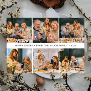 Modernes Ostern, Familiensammlung mit sechs Fotos Feiertagskarte