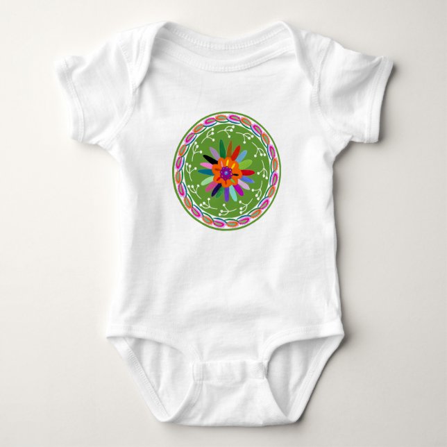 Modernes Otomi-Design Baby Strampler (Vorderseite)