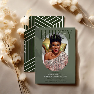 Modernes Oval Foto & Unterschrift 30. Geburtstag Einladung