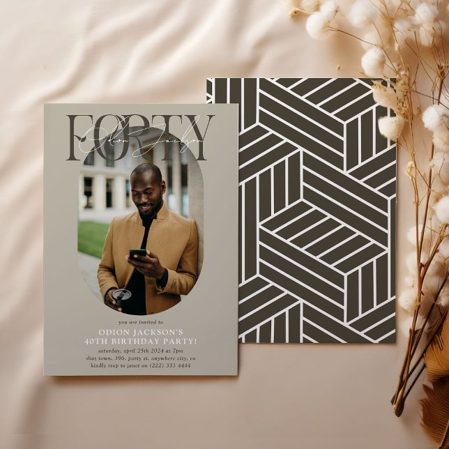 Modernes Oval Foto & Unterschrift 40. Geburtstag Einladung (Von Creator hochgeladen)