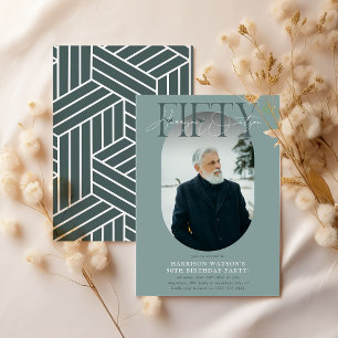 Modernes Oval Foto & Unterschrift 50. Geburtstag Einladung
