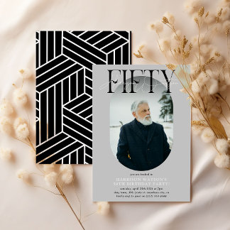 Modernes Oval Foto & Unterschrift 50. Geburtstag Einladung