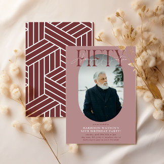 Modernes Oval Foto & Unterschrift 50. Geburtstag Einladung