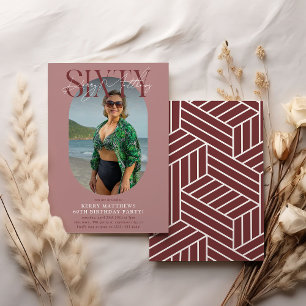 Modernes Oval Foto & Unterschrift 60. Geburtstag Einladung