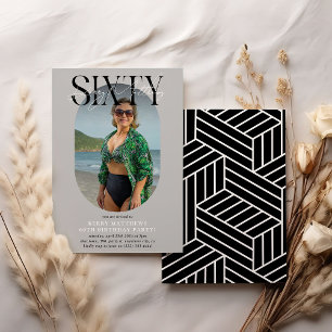 Modernes Oval Foto & Unterschrift 60. Geburtstag Einladung