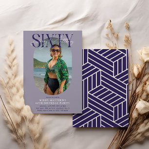 Modernes Oval Foto & Unterschrift 60. Geburtstag Einladung