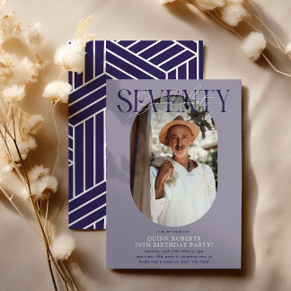 Modernes Oval Foto & Unterschrift 70. Geburtstag Einladung