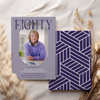 Modernes Oval Foto & Unterschrift 80. Geburtstag