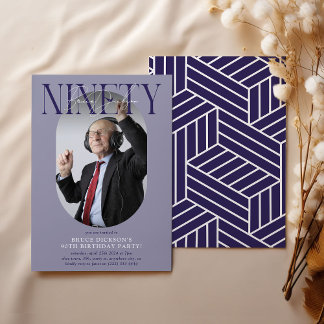 Modernes Oval Foto & Unterschrift 90. Geburtstag Einladung