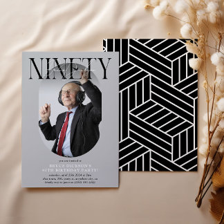 Modernes Oval Foto & Unterschrift 90. Geburtstag Einladung