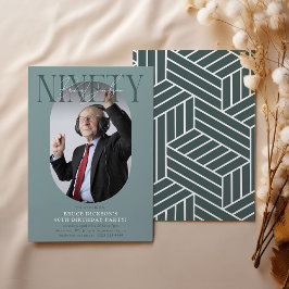 Modernes Oval Foto & Unterschrift 90. Geburtstag Einladung