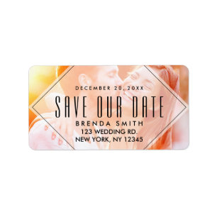 Modernes Overlay FOTO SAVE THE DATE Adressaufkleber