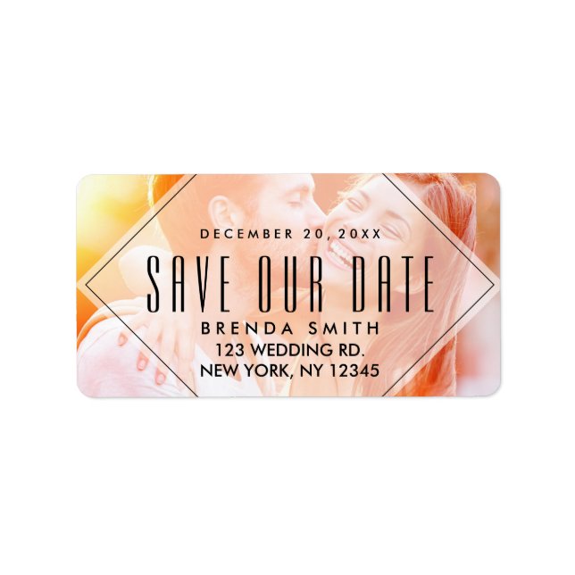 Modernes Overlay | FOTO SAVE THE DATE Adressaufkleber (Vorne)