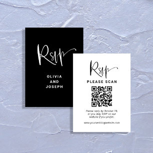 Modernes Overlay   HochzeitsrSVP mit QR-Code Begleitkarte
