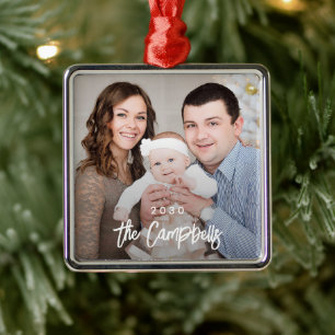 Modernes Overlay Personalisiertes Foto Ornament Aus Metall