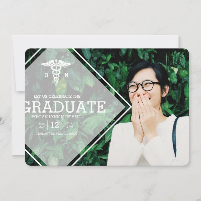 Modernes Overlay | RN Graduation Party Foto Einladung (Vorderseite)
