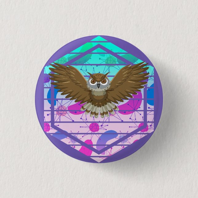 Modernes Owl aus dem Mittelalter Button (Vorderseite)