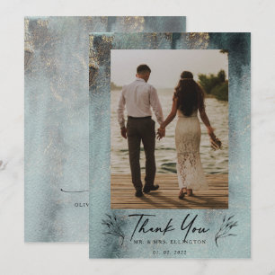 Modernes Ozeanwasser mit Gold-Foto Dankeskarte