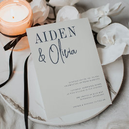 Modernes Paar | Hochzeit von BlauTypografie Einladung