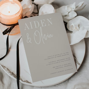 Modernes Paar Neutrale Stone Typografy Wedding Einladung