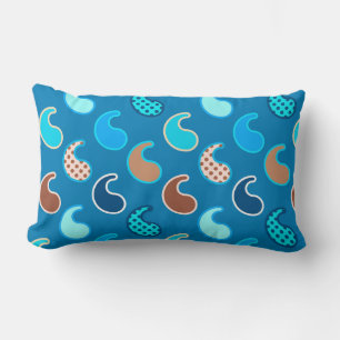 Modernes Paisley Muster, Cerulean Blue, Tan & Aqua Lendenkissen