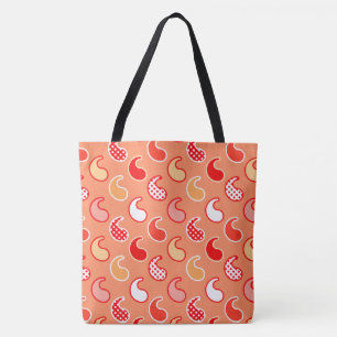 Modernes Paisley-Muster, Korallenorange und Weiß