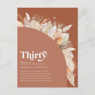 Modernes Pampasgras 30. Geburtstag Terrakotta Postkarte