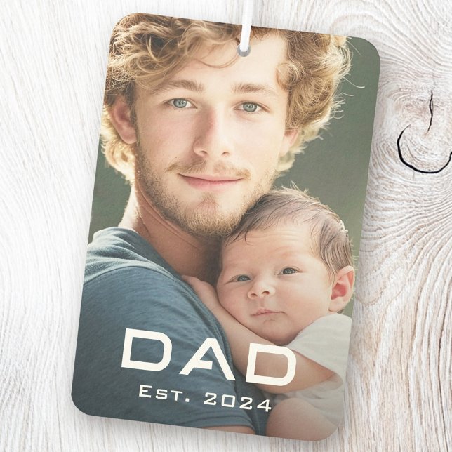Modernes Papa ist das neue Baby Foto des Vaters Autolufterfrischer (Modern dad est year father's day new baby photo air freshener)
