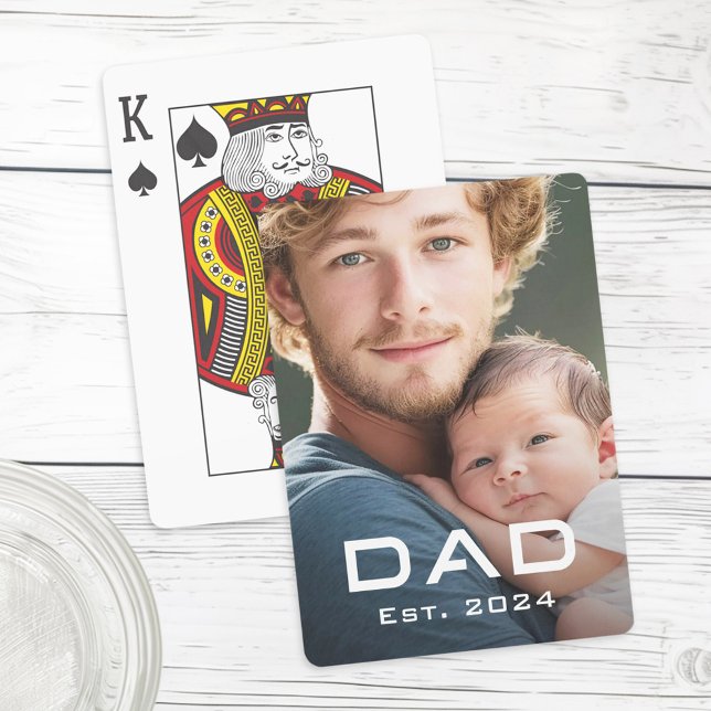Modernes Papa ist das neue Baby Foto des Vaters Spielkarten (Modern dad est year father's day new baby photo poker cards)