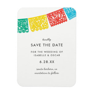 Modernes Papel Picado Wedding rettet das Datum Magnet