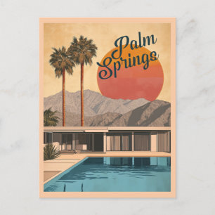 Modernes Paradies Mitte des Jahrhunderts: Palmspri Postkarte